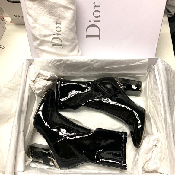 Dior Stretch Patent Lucite Heel "crystal" Boots size 36.5 Black - Picture 4 of 16